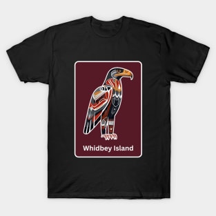 Whidbey Island Native American Indian American Red Background Eagle Hawk Haida T-Shirt